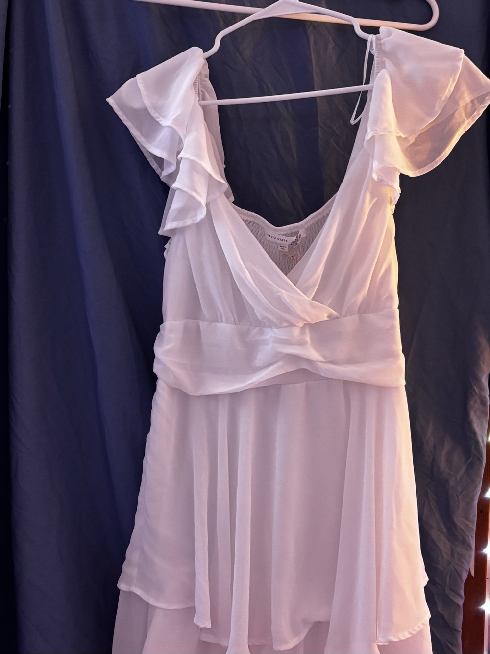 Altar'd State White Ruffle Sleeve Chiffon Romper